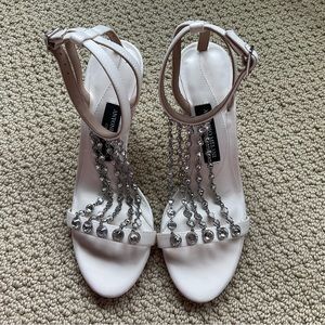 Antonio Melani Collection Silver Estella Chandelier Glitter Heels Size 6